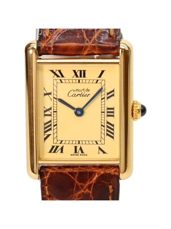 Cartier 925 Must Tank Vermeil LM Ivory Dial Quartz Brown Leather main image 8